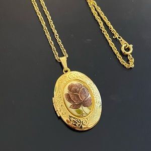 3/$20 Goldtone Purple Rose Locket Necklace